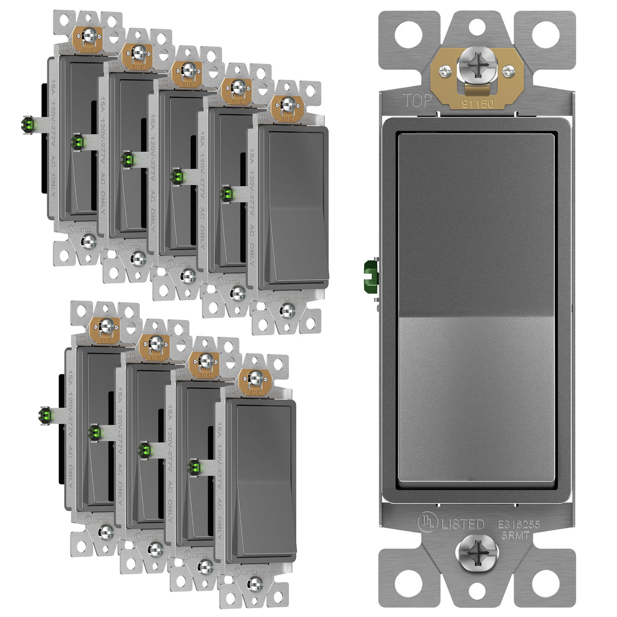 ENERLITES 15A Single-Pole Decorator Paddle Rocker Switch