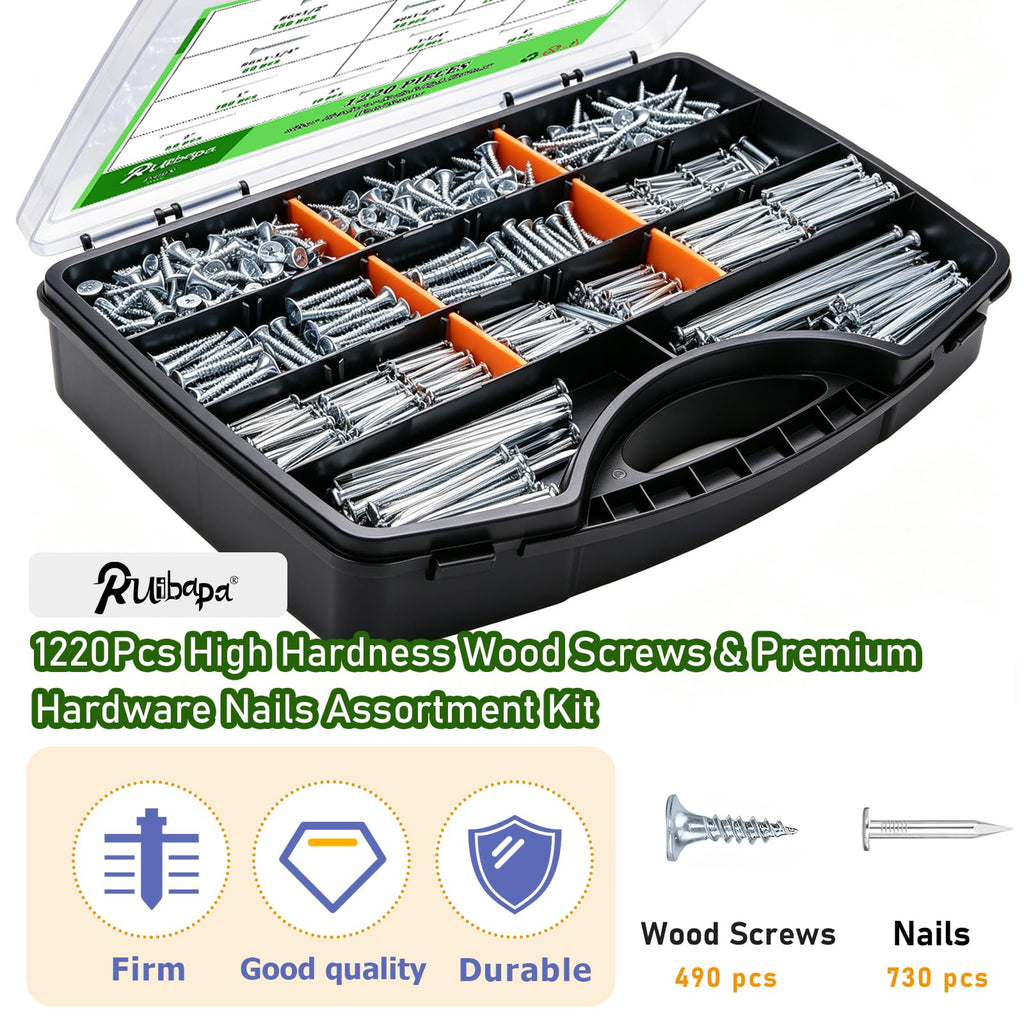 Ruibapa Nails and Screws Assortment Kit for Home Repairs