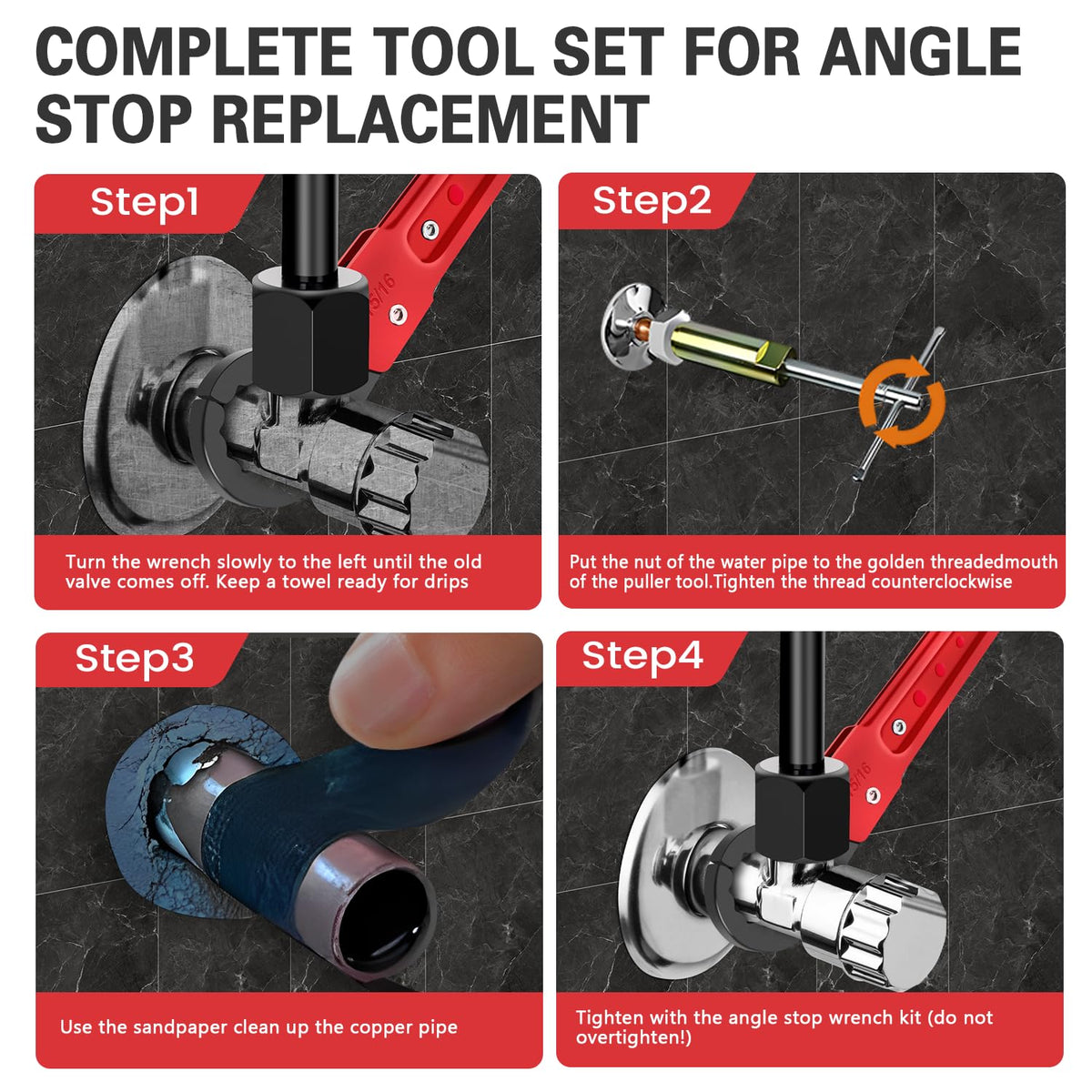 Vorhixa Plumbing Tool Kit with Angle Stop Wrench