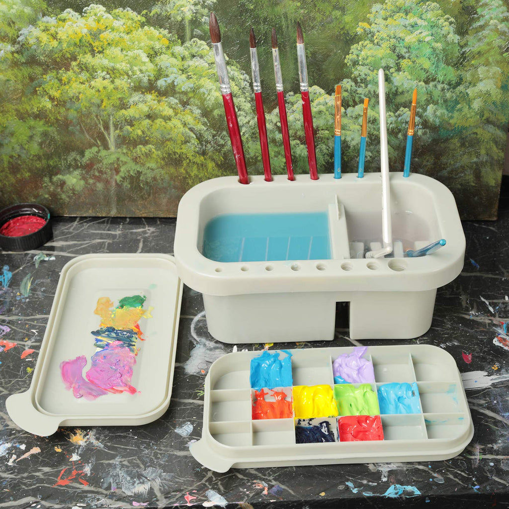 MyLifeUNIT Paint Brush Cleaner and Holder with Palette