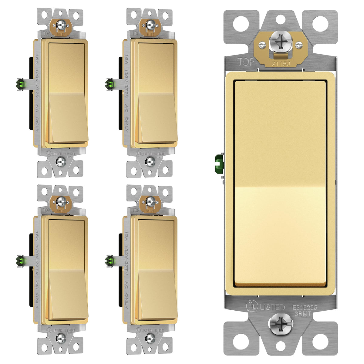 ENERLITES 15A Single-Pole Decorator Paddle Rocker Switch