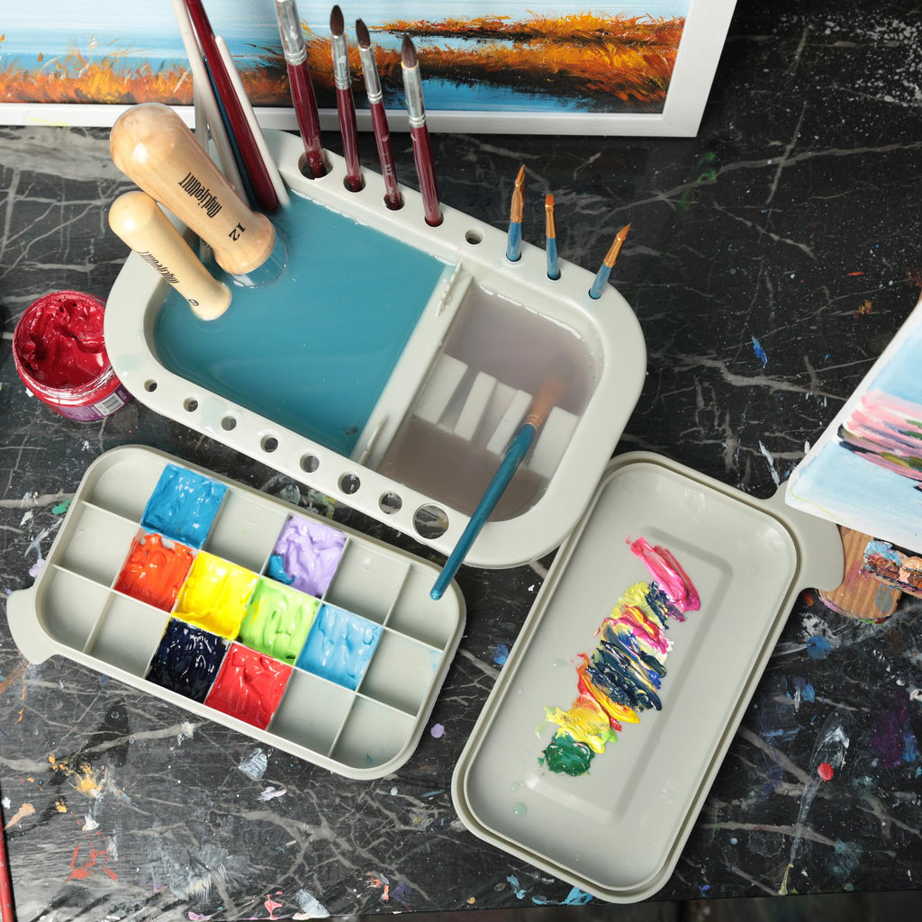 MyLifeUNIT Paint Brush Cleaner and Holder with Palette