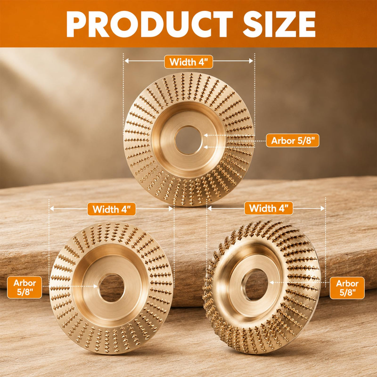 3-Piece Tungsten Carbide Wood Carving Disc Set for Grinders