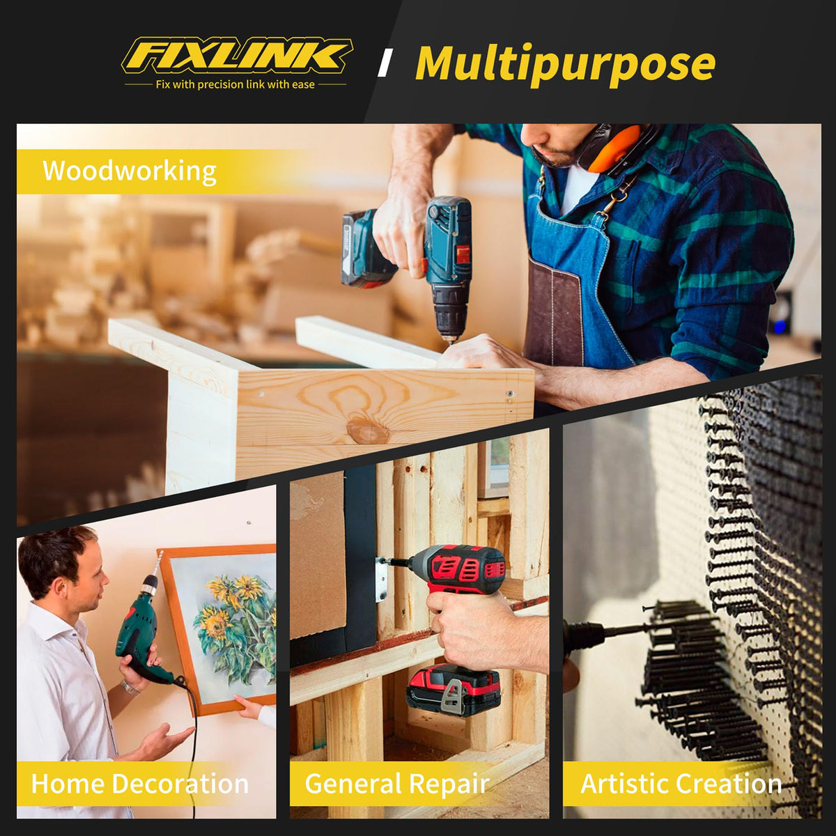 FIXLINK 8-Size Flat Head Phillips Wood Screw & Anchor Kit