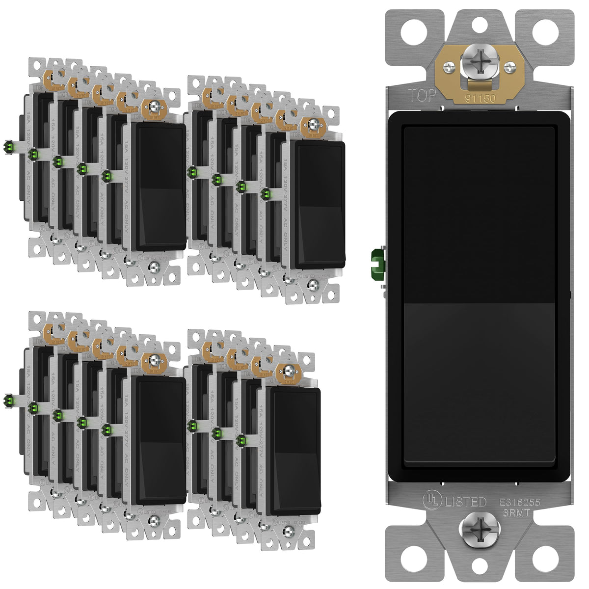 ENERLITES 15A Single-Pole Decorator Paddle Rocker Switch