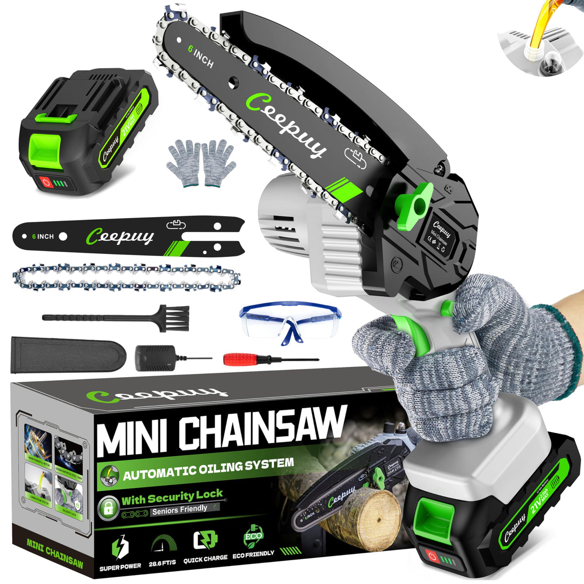 CEEPUY Cordless Mini Chainsaw with Automatic Oiler