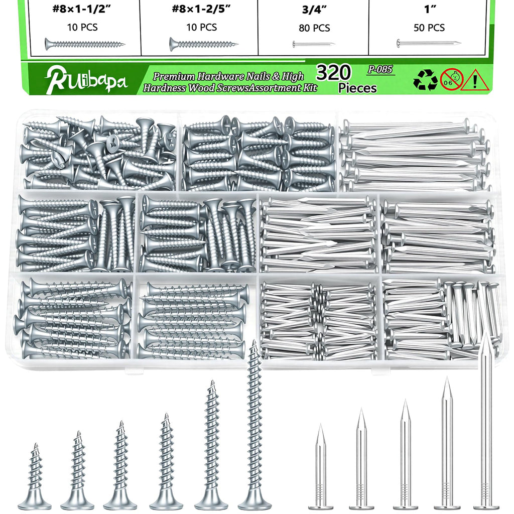 Ruibapa Nails and Screws Assortment Kit for Home Repairs