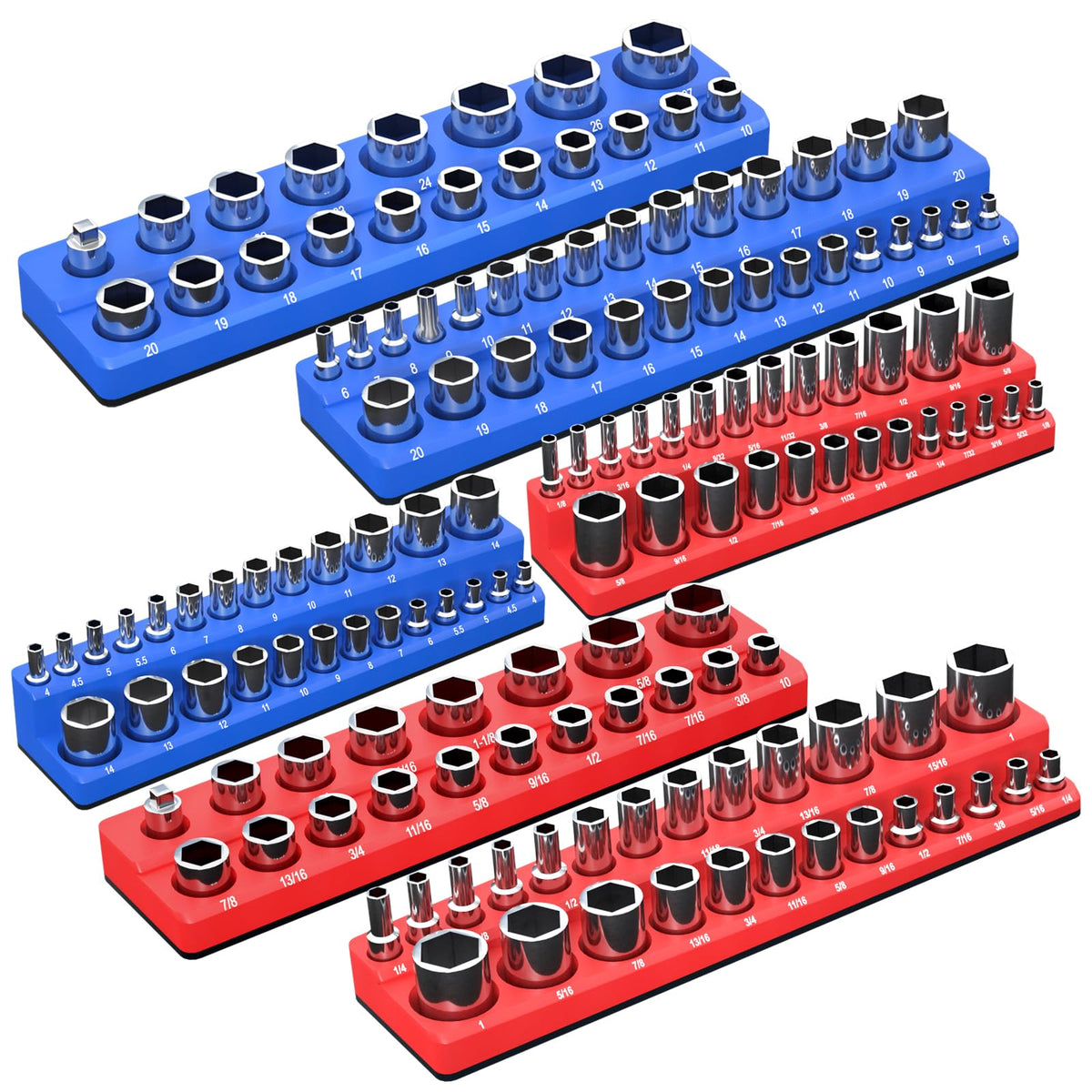 Magnetic Socket Organizer Holder Set for Tool Drawers