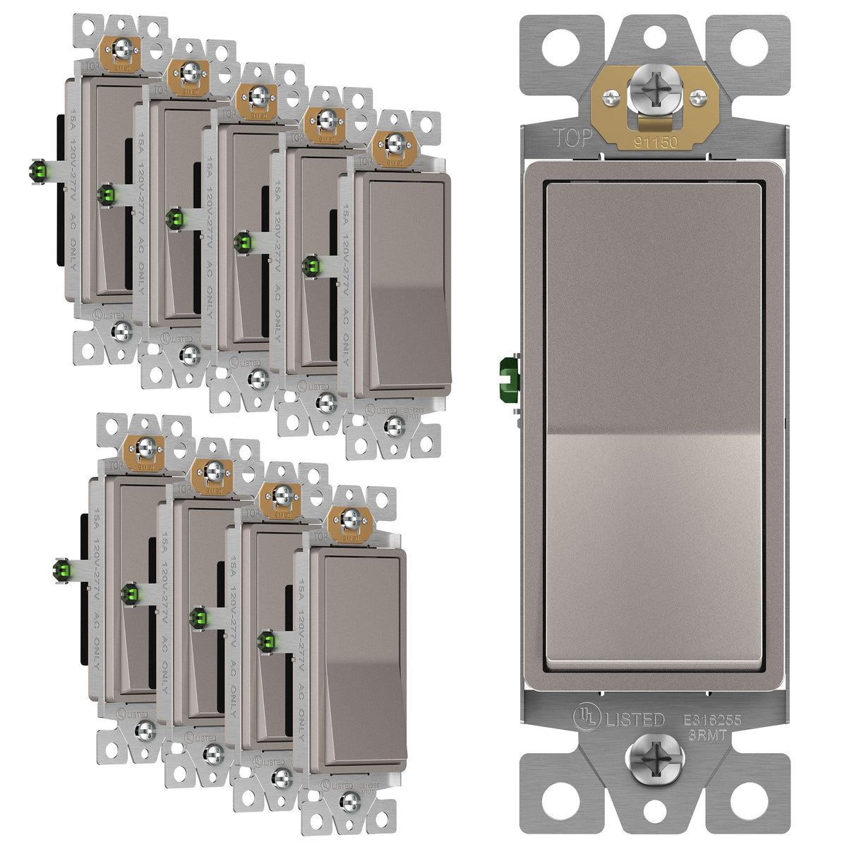ENERLITES 15A Single-Pole Decorator Paddle Rocker Switch