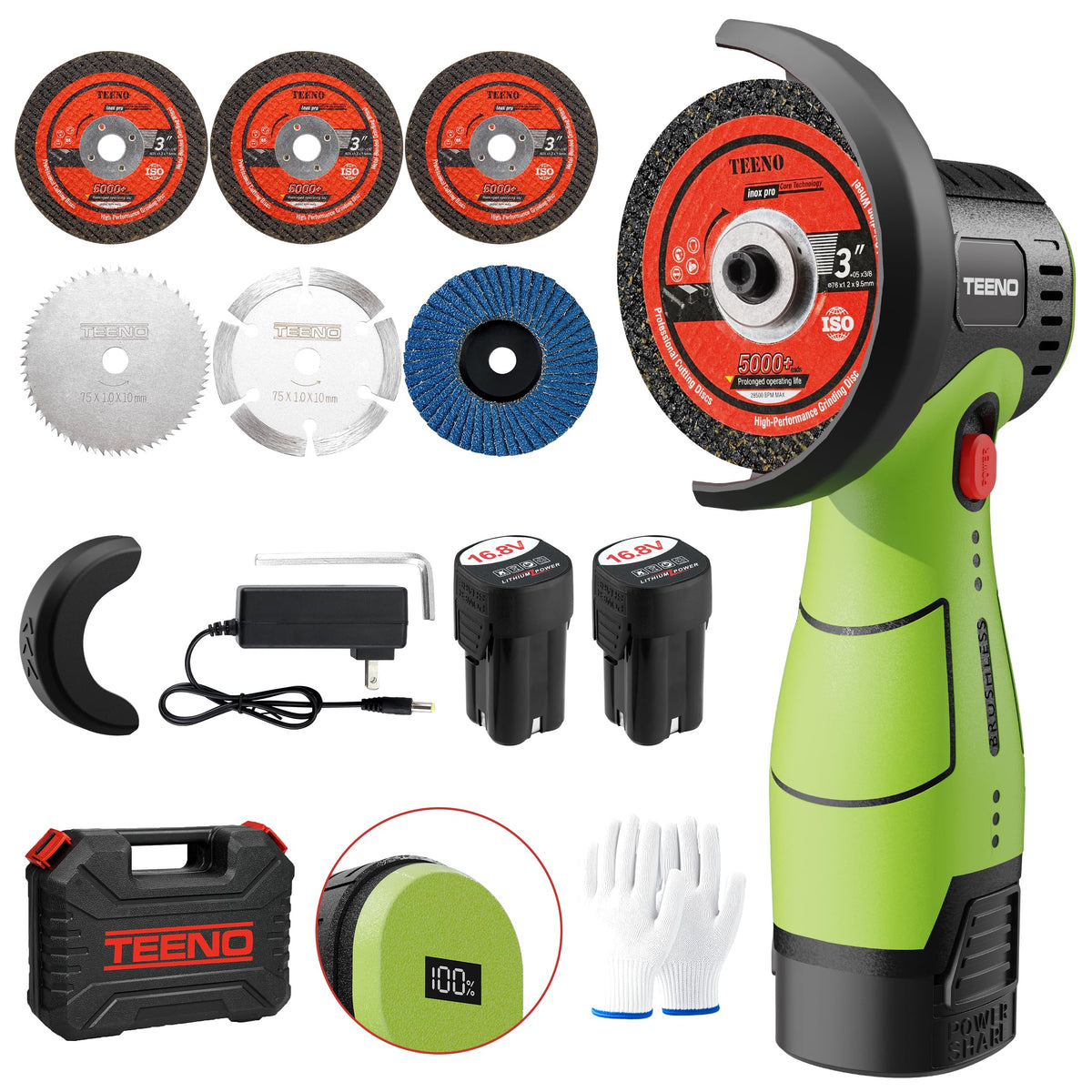 TEENO FTT Cordless Angle Grinder for Cutting and Grinding