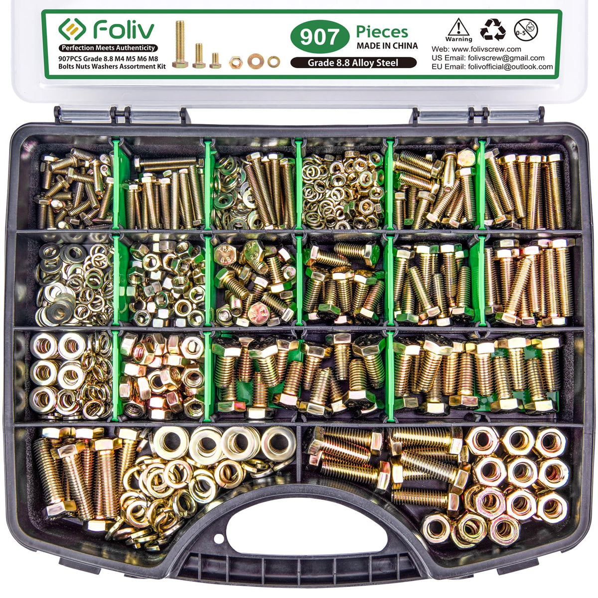 Foliv Assorted Nuts and Bolts Kit for Household Repairs