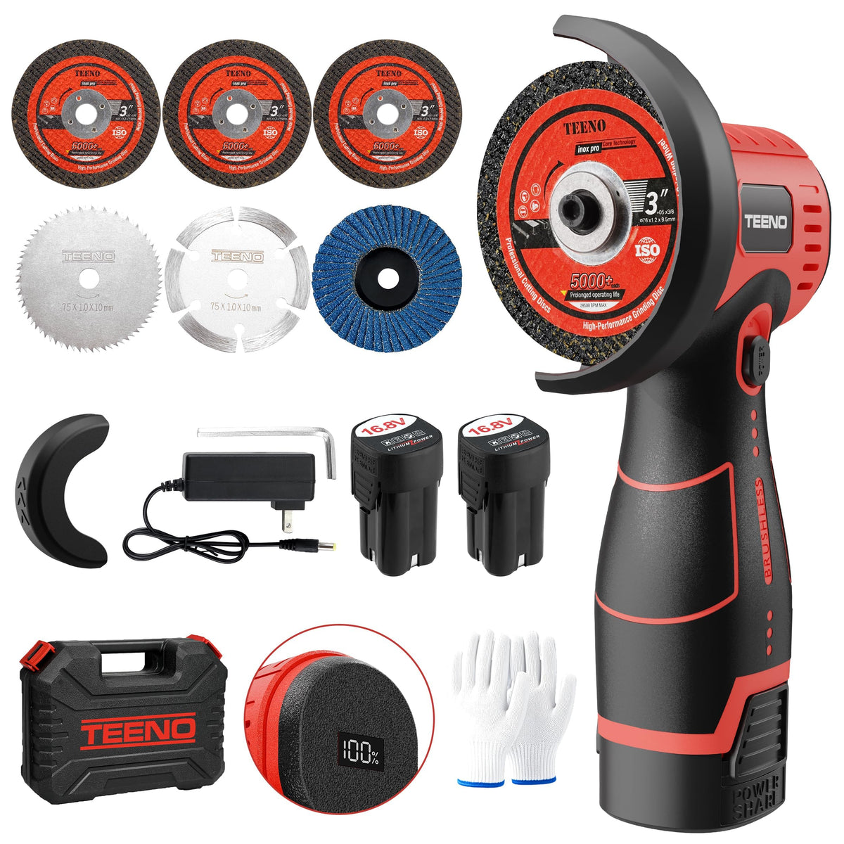 TEENO FTT Cordless Angle Grinder for Cutting and Grinding